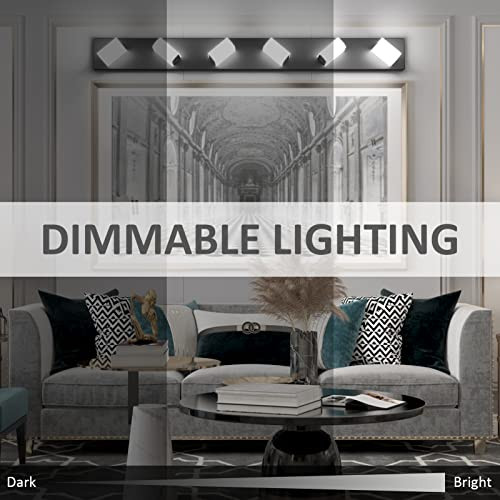 Ralbay Dimmable LED Vanity Light Modern Black Bathroom Vanity Light 6 Light