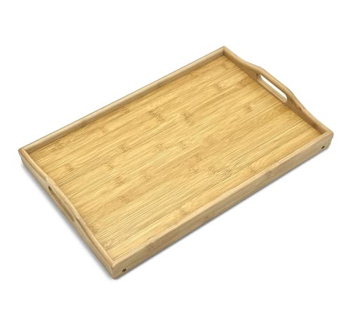 Bam & Boo Large Natural Bamboo Bed Tray Table With Folding Legs - Brown