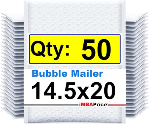 iMBAPrice 14.5x20 Inches White Color Polybubble Bag 50-Pack Size #7 Poly New