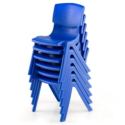 Axidou 6 Pack Premium 11" H Plastic Stackable School Chairs - Blue