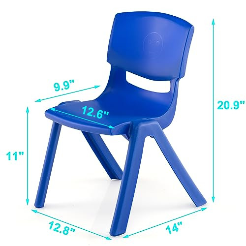 Axidou 6 Pack Premium 11" H Plastic Stackable School Chairs - Blue