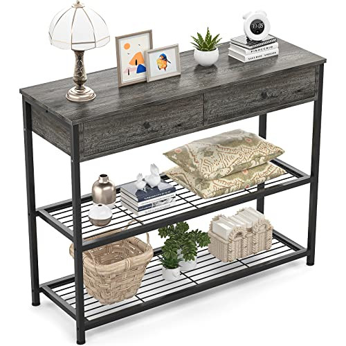 Ecoprsio Console Table with Drawers, Grey