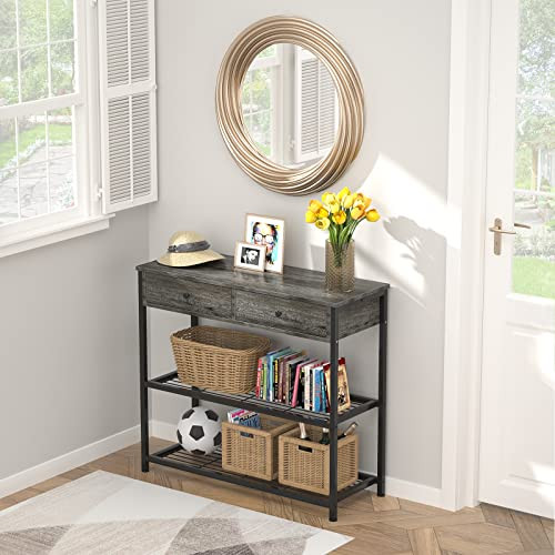 Ecoprsio Console Table with Drawers, Grey