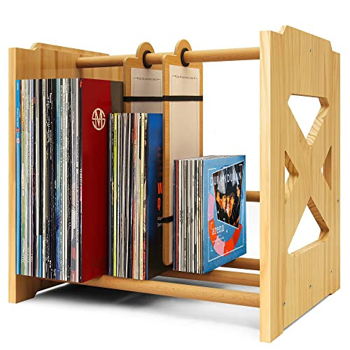 Colorfox Record Holder,80-100 LP Storage,Wooden Vinyl Record Storage Holder