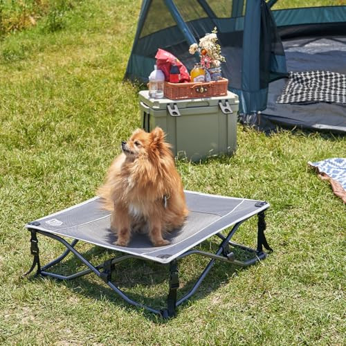 TIMBER RIDGE OUTDOOR DOG BED COOLING ELEVATED DOG BED - GRAY