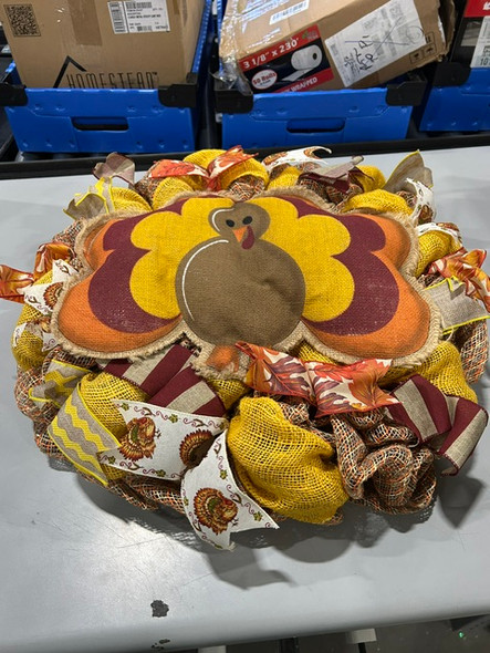 PINK DOOR WREATHS DOOR WREATH TURKEY BURLAP - MULTI