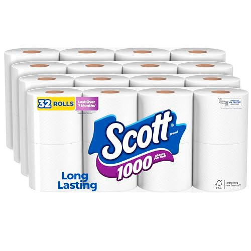 Scott 1000 Toilet Paper, 32 Rolls, Septic-Safe, 1-Ply Toilet Tissue B07BQV5RWW New