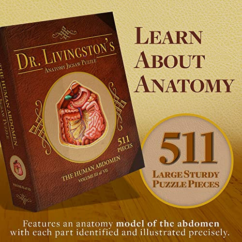 Genius Games Human Abdomen Anatomy Jigsaw Puzzle Dr Livingston's Unique Shaped New