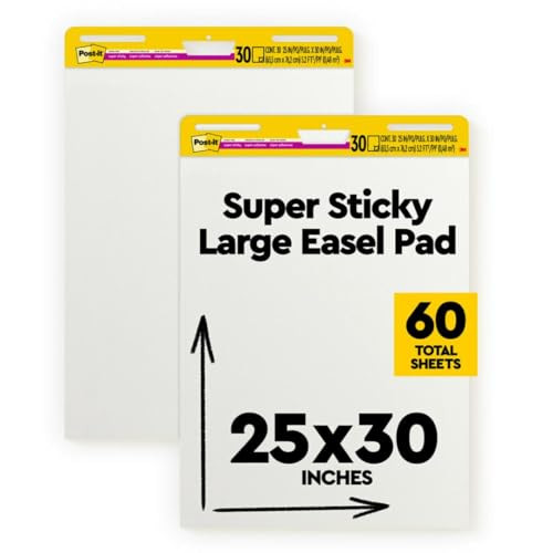 Post-it Super Sticky Easel Pad 25"x30" 30 Sheets 2 Pads Large - White New