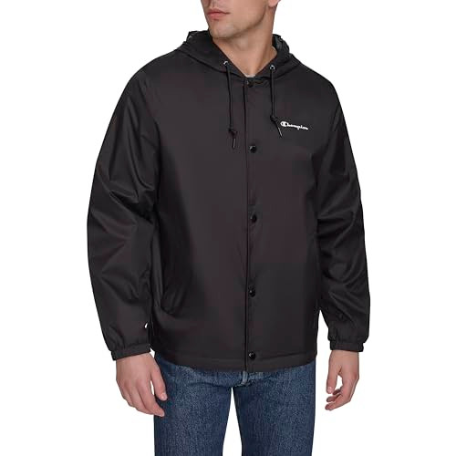 CHAMPION MEN'S RAIN COACH JACKET SIZE MEN L BLACK CH5RN196 BLACK L New
