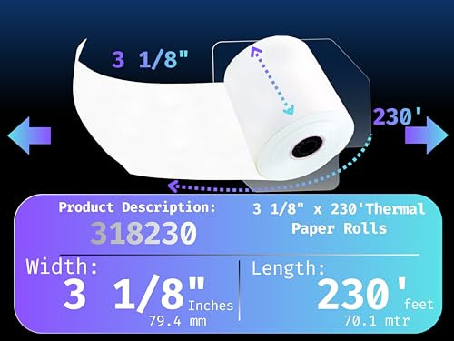 BuyRegisterRolls Thermal Paper Receipt Rolls 3 1/8" x 230' 50 Rolls - White New