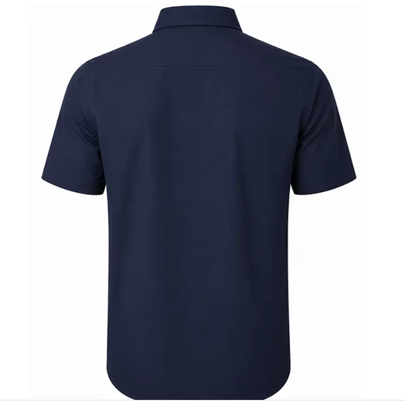JAMES TAILOR SHORT SLEEVE DRESS SHIRT - SIZE: MEN 2XL - NAVY