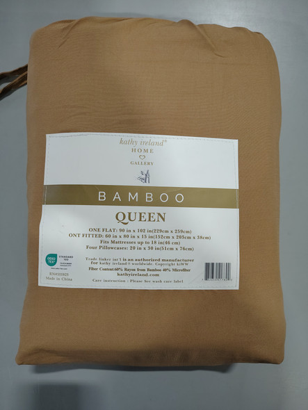 KATHY IRELAND HOME BAMBOO COOLING 6 PIECE SHEET SET,DEEP POCKETS, QUEEN - TAN