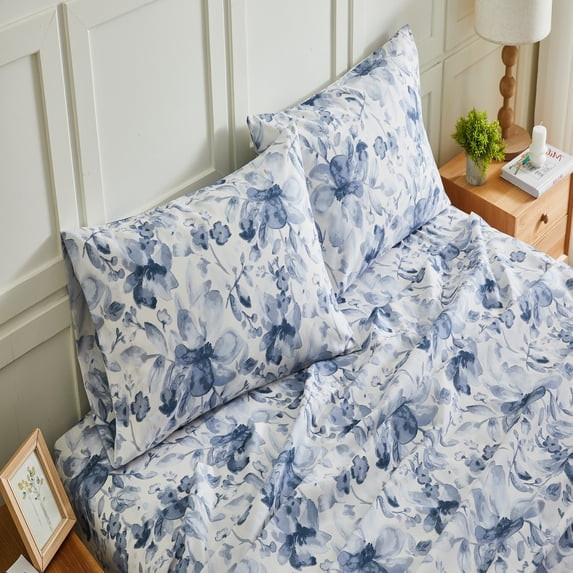 KATHY IRELAND EXTRA SOFT PRINTED 4 PIECE SHEET SET KING - MIST FLORAL