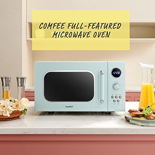 COMFEE' CM-M091AGN Retro Microwave with Multi-stage, 0.9 cu.ft, 900W, Green New