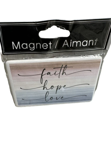 GREENBRIER REFRIGERATOR CERAMIC MAGNET FAITH/HOPE/LOVE - MULTI