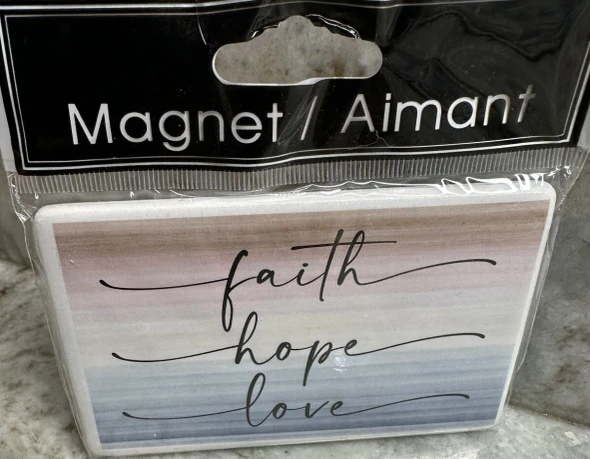 GREENBRIER REFRIGERATOR CERAMIC MAGNET FAITH/HOPE/LOVE - MULTI