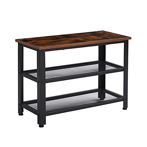 /N Industrial Style Shoe Changing Stool 3-Layer Shoe Rack Bench, 2 Mesh Racks New