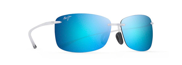 MAUI JIM AKAU RIMLESS GLASSES CRYSTAL MATTE FRAMES WITH BLUE HAWAII LENS