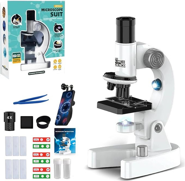 NMM MICROSCOPE 200 X 4800 X MAGNIFYING GLASS CHILDREN, PORTABLE MICROSCOPE SET