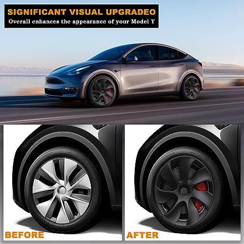 Tearnelna Model Y Wheel Covers 19" for Tesla Model Y - Matte Black New
