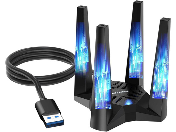 WAVLINK AX5400 USB WiFi 6E Adapter for Desktop PC, Tri-Band PC WiFi Adapter