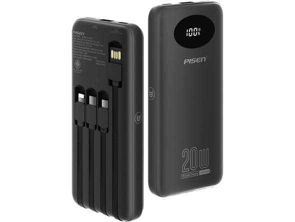 PISEN PowerLink 4 in 1 Fast Charging 10000mAh Power Bank(Black)
