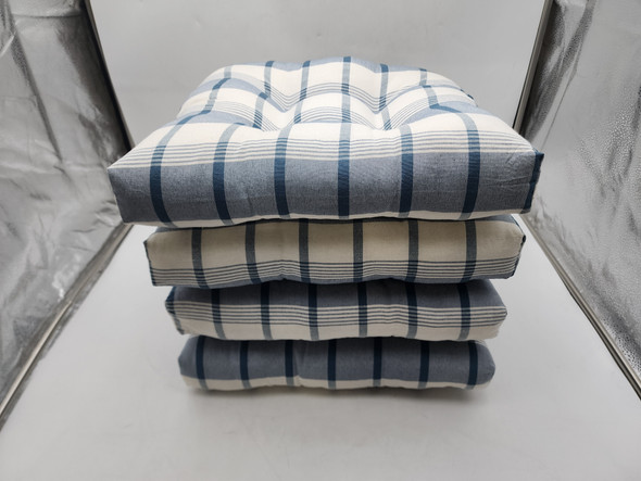 Arlee Home Fashions Cottage Check Chair Cushions, Set of 4 - Slate New