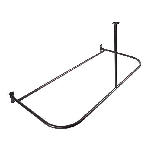 Rustproof Aluminum D-Shape Shower Rod, 60 in. -Oil Rubbled Bronze, NO SCREWS New