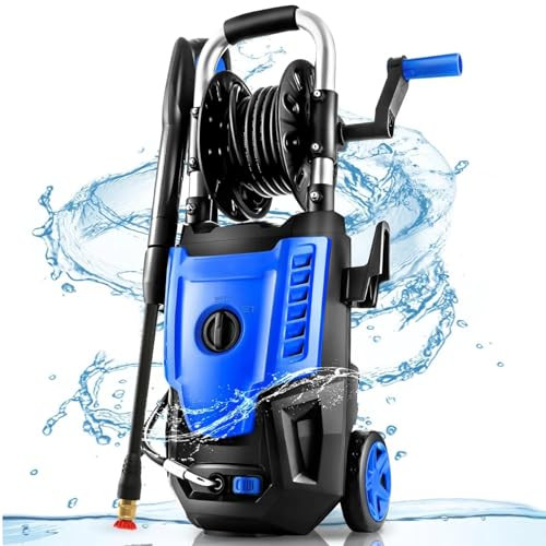 COMMOWNER PRESSURE CLEANER HIGH POWER CLEANER WITH 33FT HOSE REEL - BLUE/BLACK New