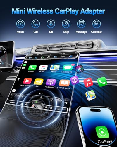 VNILRGLE WIRELESS CARPLAY ADAPTER FOR APPLE IPHONE MINI DESIGN - DARK GRAY