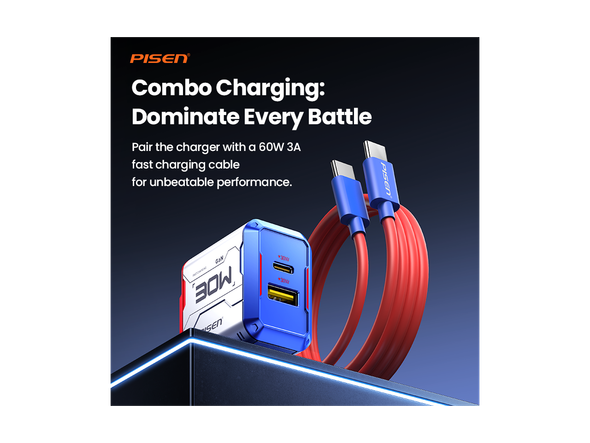 PISEN-Gamer Lite 30W 2-Port GaN Fast Charger Set