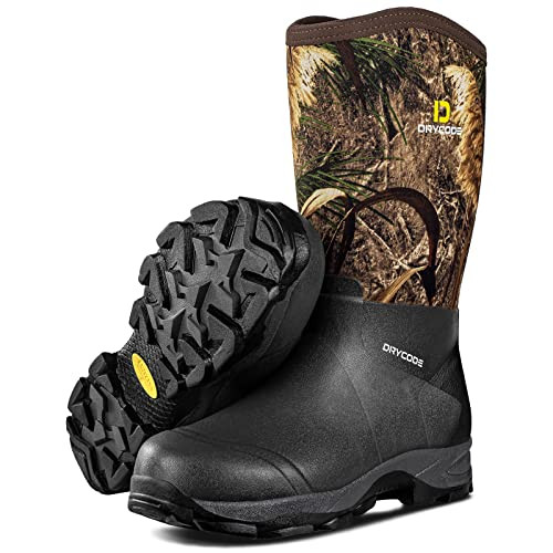 DRYCODE Rubber Mid Calf Rain Boots Durable Waterproof Black/Brown/Camo Size 12