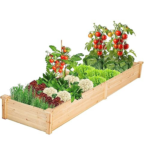 IDZO RAISED GARDEN BED DURABLE GARDEN BOX 96 INCHES RAISED GARDEN BED - NATURAL