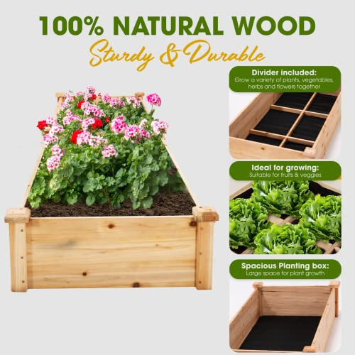 IDZO RAISED GARDEN BED DURABLE GARDEN BOX 96 INCHES RAISED GARDEN BED - NATURAL