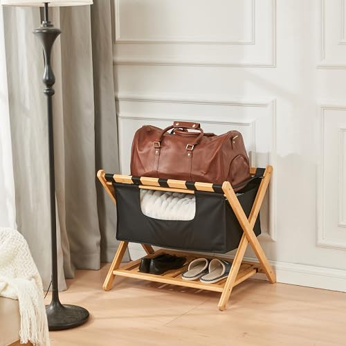 Folding Luggage Rack for Guest Room Sturdy Wooden Luggage Holder Pack of 1 New