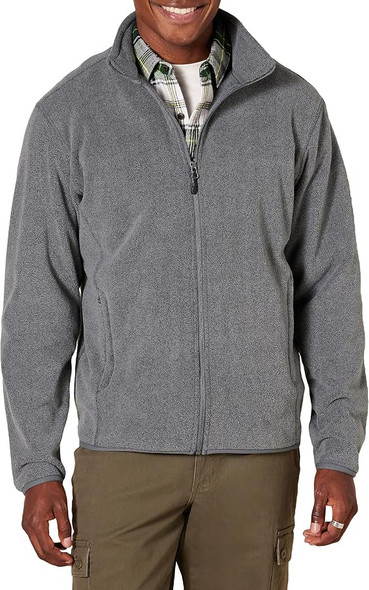 B0738H6TFC Amazon Essentials Men's Full-Zip Fleece Jacket Heather Size: Large New