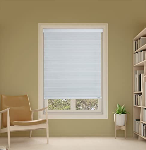 SHADESU Cordless Zebra Shades Roller Shades Privacy Light Filtering White 23x72"
