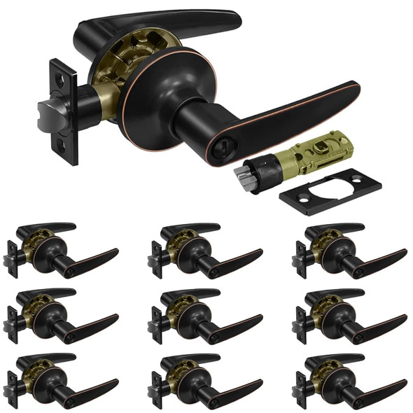 BESTTEN 10 PACK PRIVACY DOOR HANDLE DOOR LEVER SET KEYLESS LOCK - MATTE BLACK