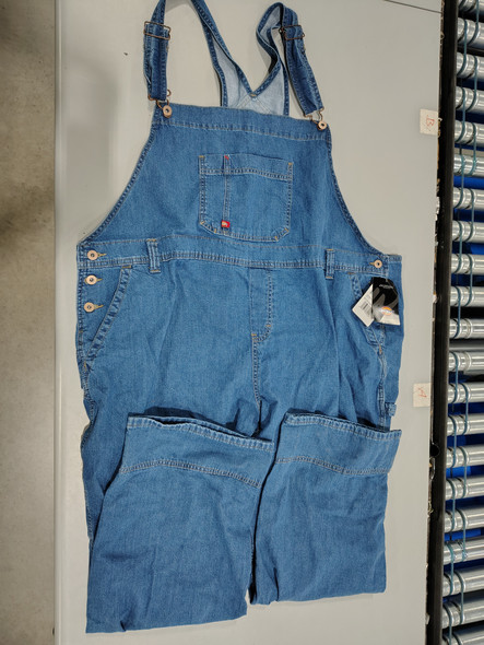 DICKIES WOMEN PLUS RELAXED FIT BIB OVERALLS SIZE: 24W - STONEWASHED MEDIUM BLUE New