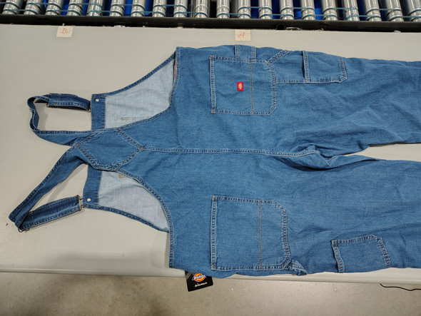 DICKIES WOMEN PLUS RELAXED FIT BIB OVERALLS SIZE: 24W - STONEWASHED MEDIUM BLUE New