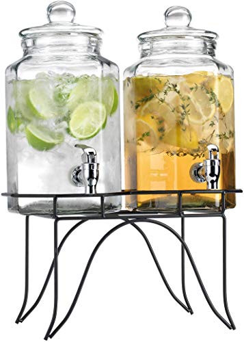 Home Essentials 1832A Del Sol Twin Hexagon Dispenser with Rack, 1 Gallon, Clear New