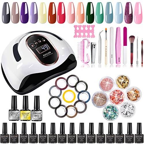 BSASURB Gel Nail Polish Starter Set 15 Colors - Pink New
