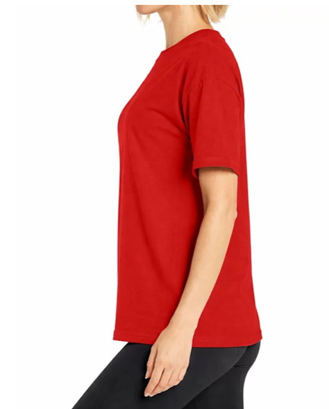 BLUE ICE WOMEN'S LOOSE FIT SHORT SLEEVE CREW NECK SOLID TEE SIZE: WOMEN L - RED