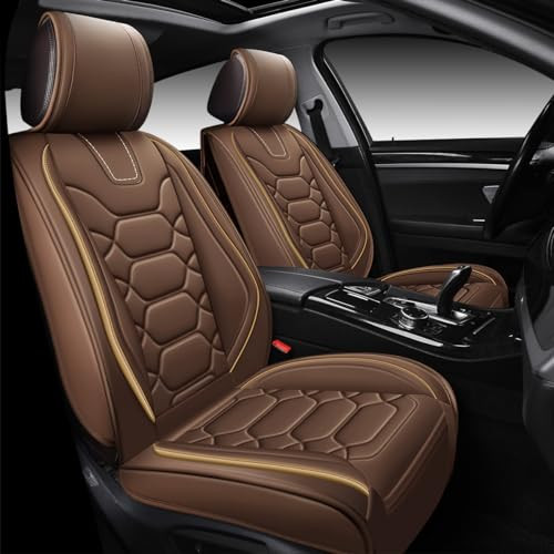 OASIS AUTO Car Seat Covers Premium Waterproof Faux Leather OS-004 Brown
