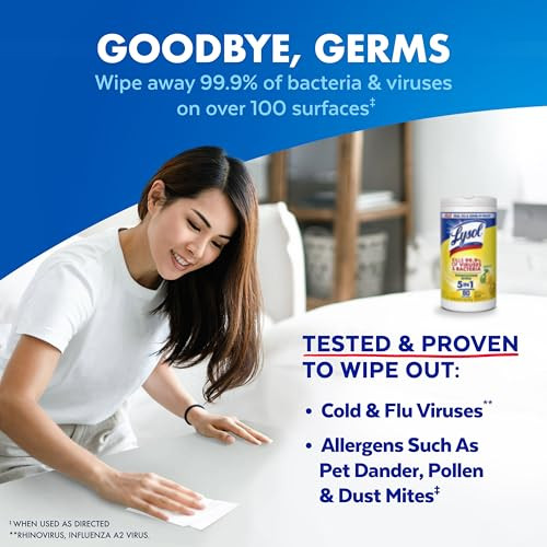 LYSOL DISINFECTING WIPES MULTI-SURFACE CLEANER LEMON 80 CT 3 PACK 240 TOTAL New