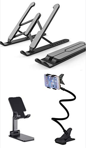 Laptop Stand Phone Holder Tablet Gooseneck Phone Holder Charm Black Bundle Pack