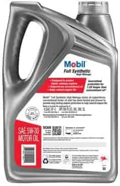 Mobil Full Synthetic High Mileage Motor Oil 5W-30, 5 Quart New