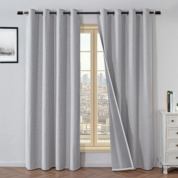 GENERIC 100% BLACKOUT CURTAINS 84 INCH LENGTH 2 PANELS SET - GRAYISH WHITE