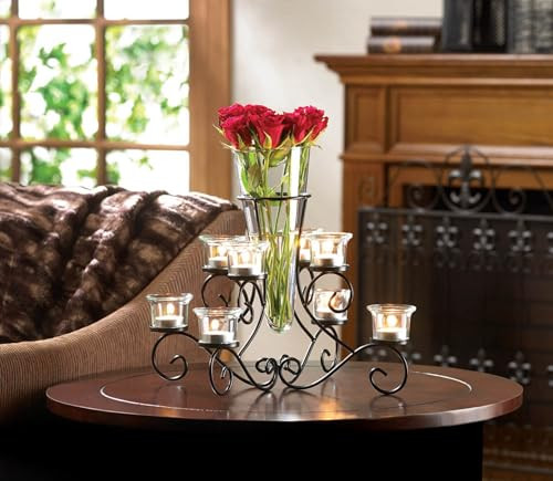 Accent Plus Scrollwork Candle Stand with Vase 14.87x14.87x12.5 - NEW New